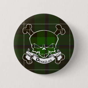 Badge Rond 5 Cm Bouton de crâne de tartan de Douglas
