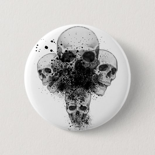 Badge Rond 5 Cm Bouton de crâne d'éclaboussure (Devant)