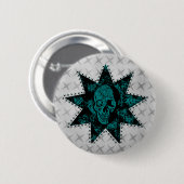 Badge Rond 5 Cm Bouton de crâne poinçon (Turquoise) (Devant & derrière)