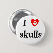 Badge Rond 5 Cm Bouton de crânes du coeur I (Devant & derrière)