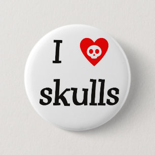 Badge Rond 5 Cm Bouton de crânes du coeur I