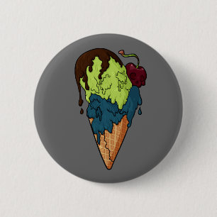 Badge Rond 5 Cm Bouton de crème glacée pour le crâne et le mystère