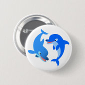 Badge Rond 5 Cm Bouton de dauphins de dessin mignon (Devant & derrière)