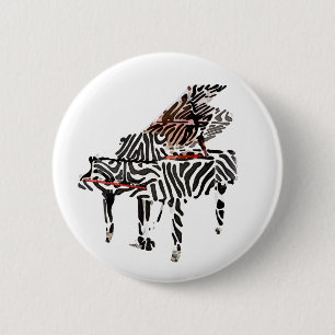 Badge Rond 5 Cm Bouton de ~ de piano à queue de zèbre