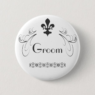 Badge Rond 5 Cm Bouton de Decorative Fleur de Lis Groom
