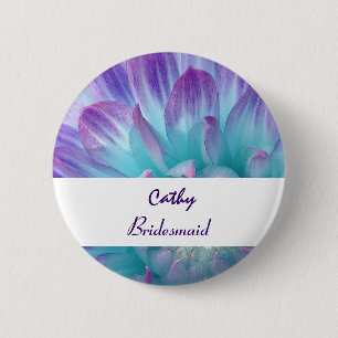 Badge Rond 5 Cm Bouton de DEMOISELLE D'HONNEUR avec le dahlia