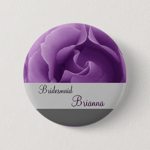 Badge Rond 5 Cm Bouton de DEMOISELLE D'HONNEUR avec le rose de