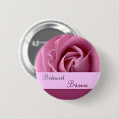 Badge Rond 5 Cm Bouton de DEMOISELLE D'HONNEUR avec le rose de (Devant & derrière)