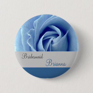 Badge Rond 5 Cm Bouton de DEMOISELLE D'HONNEUR avec le rose de