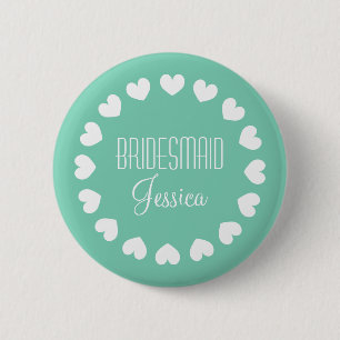 Badge Rond 5 Cm Bouton de demoiselle d'honneur vert menthe avec de