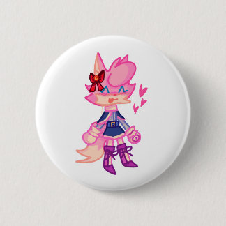 Badge Rond 5 Cm Bouton de dessin animé anthro mignon rose