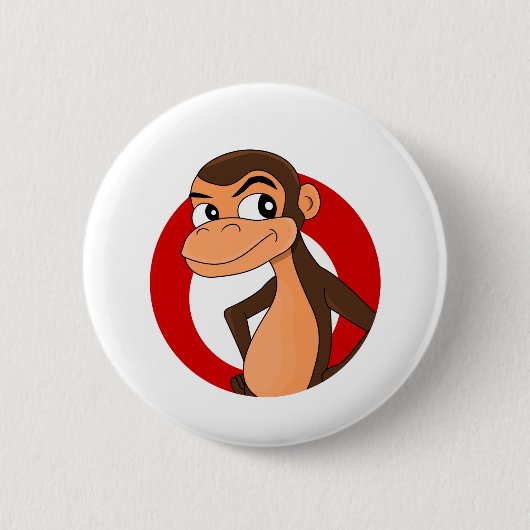 Badge Rond 5 Cm Bouton de dessin animé Chimp (Devant)