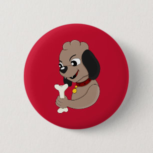 Badge Rond 5 Cm Bouton de dessin animé de chiot mignon