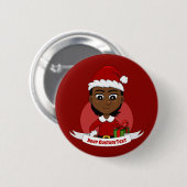 Badge Rond 5 Cm Bouton de dessin animé de la fille de Noël (Devant & derrière)