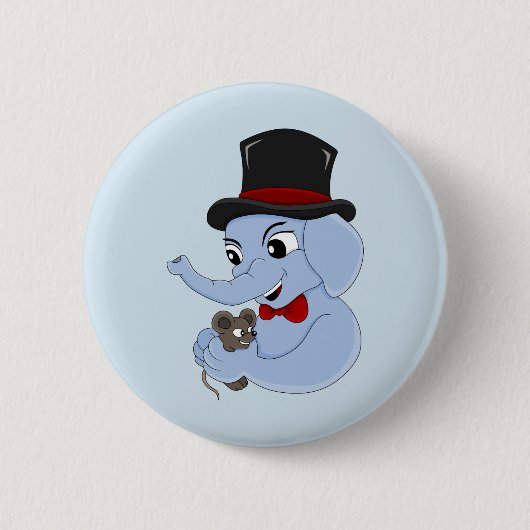 Badge Rond 5 Cm Bouton de dessin animé mignon garçon d'éléphant (Devant)