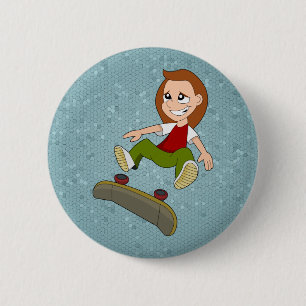 Badge Rond 5 Cm Bouton de dessin animé pour fille de skateboard
