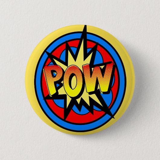Badge Rond 5 Cm Bouton de dessin de superhéros Pow (Devant)