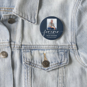 Badge Rond 5 Cm Bouton de deuil photo souvenir Hommage Jean Bleu