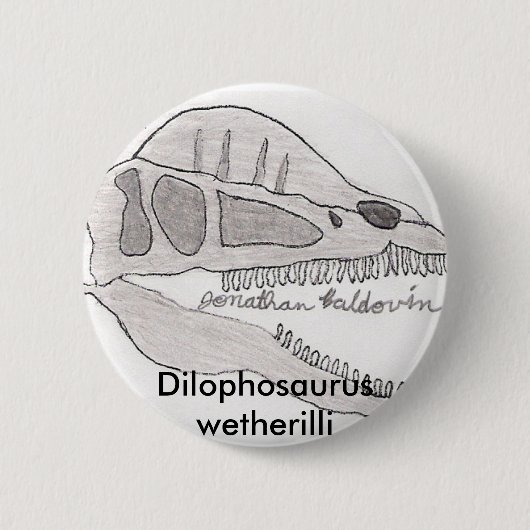 Badge Rond 5 Cm Bouton de Dilophosaurus (Devant)