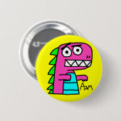 Badge Rond 5 Cm Bouton de Dino (Devant & derrière)