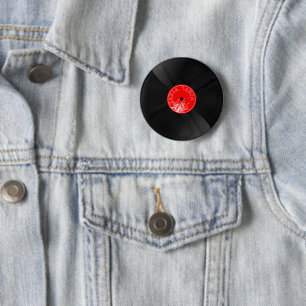 Badge Rond 5 Cm Bouton de disque vinyle rétro – Design réaliste co