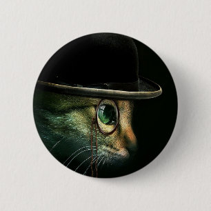 Badge Rond 5 Cm Bouton de dos de goupille de chat de Steampunk