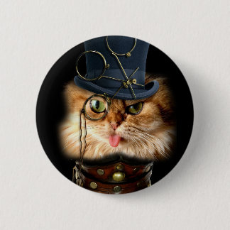 Badge Rond 5 Cm Bouton de dos de pinte de chat de Steampunk