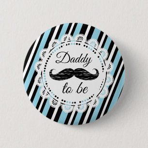 Badge Rond 5 Cm Bouton de douche à moustache bleu et noir