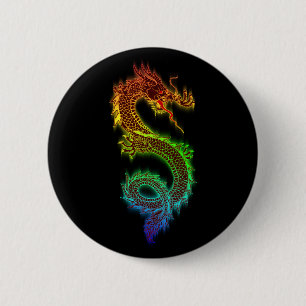 Badge Rond 5 Cm Bouton de dragon oriental chromatique