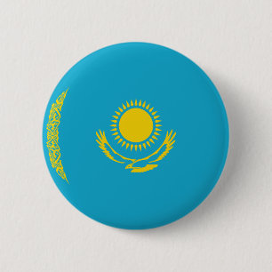 Badge Rond 5 Cm Bouton de drapeau de Kazakhstan Fisheye