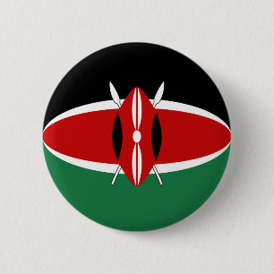 Badge Rond 5 Cm Bouton de drapeau du Kenya Fisheye
