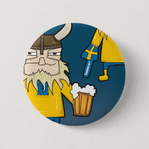 Badge Rond 5 Cm Bouton de fan de Viking de Suédois