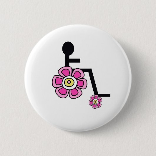 Badge Rond 5 Cm Bouton de fauteuil roulant de flower power (Devant)