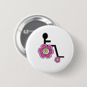 Badge Rond 5 Cm Bouton de fauteuil roulant de flower power (Devant & derrière)