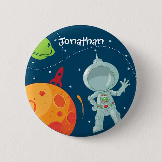 Badge Rond 5 Cm Bouton de faveur d'anniversaire d'astronaute (Devant)
