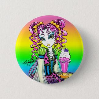 Badge Rond 5 Cm Bouton de fée d'arc-en-ciel de crème glacée de