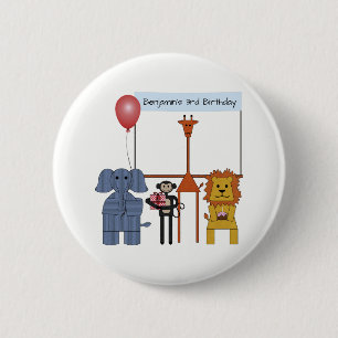 Badge Rond 5 Cm Bouton de fête d'anniversaire Animaux de la jungle