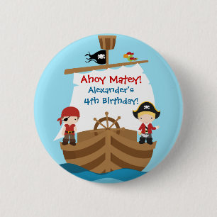 Badge Rond 5 Cm Bouton de fête d'anniversaire de bateau de pirate
