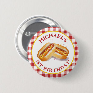 Badge Rond 5 Cm Bouton de fête d'anniversaire de chien chaud - En 