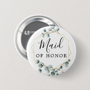 Badge Rond 5 Cm Bouton de fête de mariée Eucalyptus vert - femme d