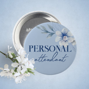 Badge Rond 5 Cm Bouton de Fête des mariées bleue de l'agent person