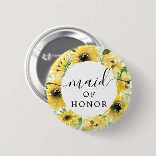 Badge Rond 5 Cm Bouton de fête nuptiale du jardin de tournesol - f