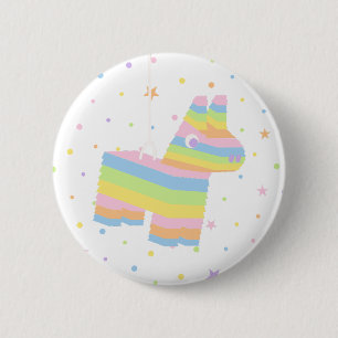 Badge Rond 5 Cm Bouton de Fête Pinata Blanc