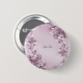 Badge Rond 5 Cm Bouton de feuillage floral rose (Devant & derrière)