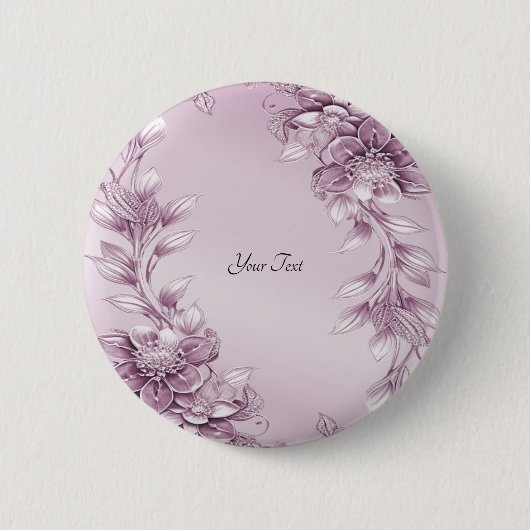 Badge Rond 5 Cm Bouton de feuillage rose (Devant)