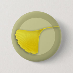 Badge Rond 5 Cm Bouton de feuille de Ginkgo d'automne