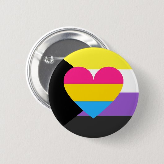 Badge Rond 5 Cm Bouton de fierté de Nonbinary Panromantic (Devant & derrière)