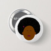 Badge Rond 5 Cm Bouton de fille d'Afro (Devant & derrière)