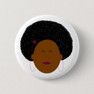 Badge Rond 5 Cm Bouton de fille d'Afro