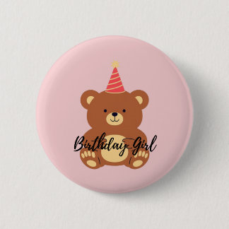 Badge Rond 5 Cm Bouton de fille d'anniversaire